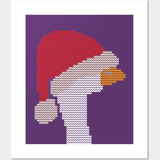 Christmas Sweater Goose in Santa Hat Posters and Art